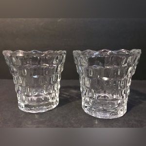 2 Vintage Whitehall Clear by Indiana Glass Cubic Votive Candle Holders